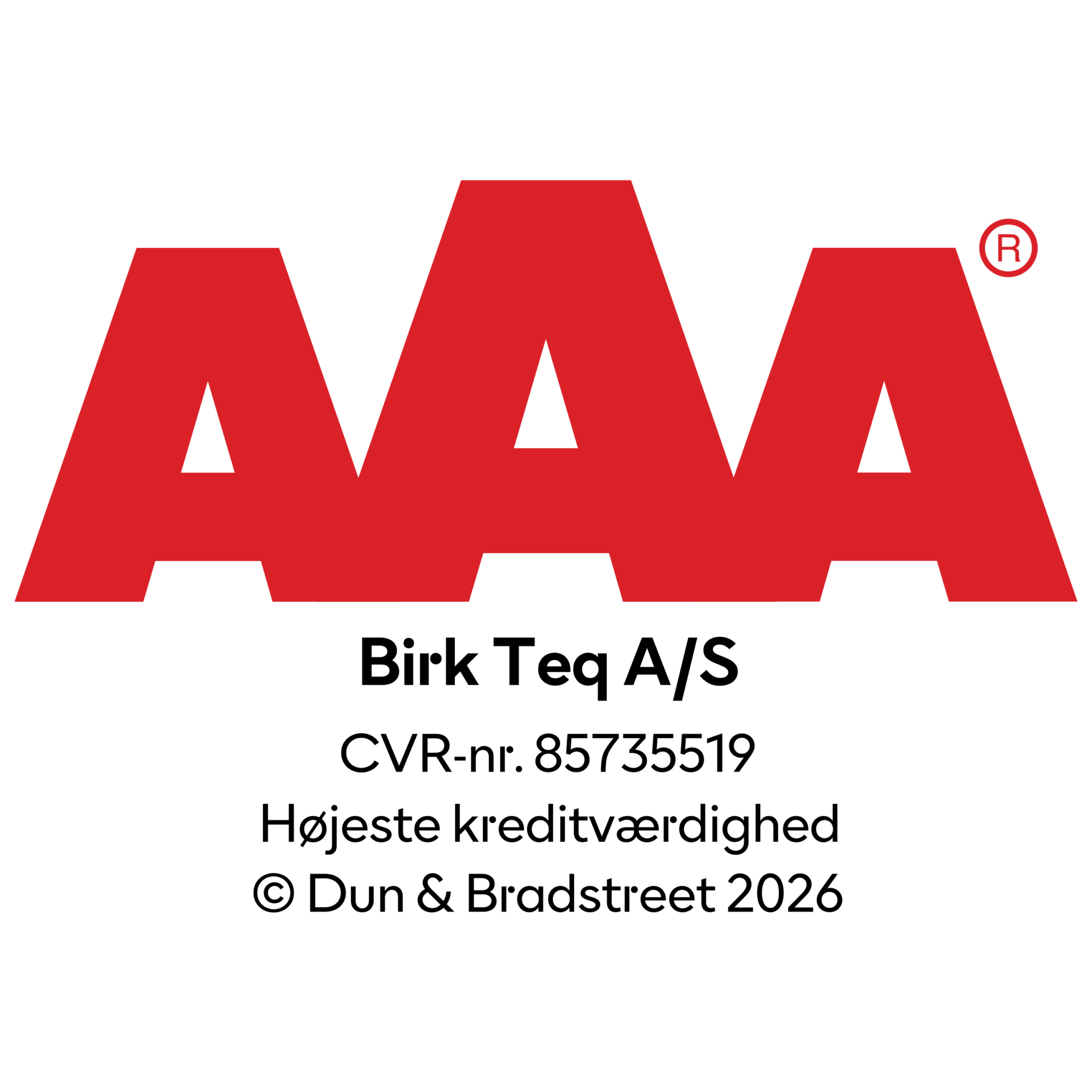Birk TeQ har fået Bronze i AAA højeste kreditvurdering